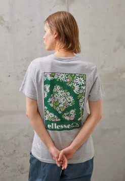 Ellesse Print T-Shirt - Light Grey Marl