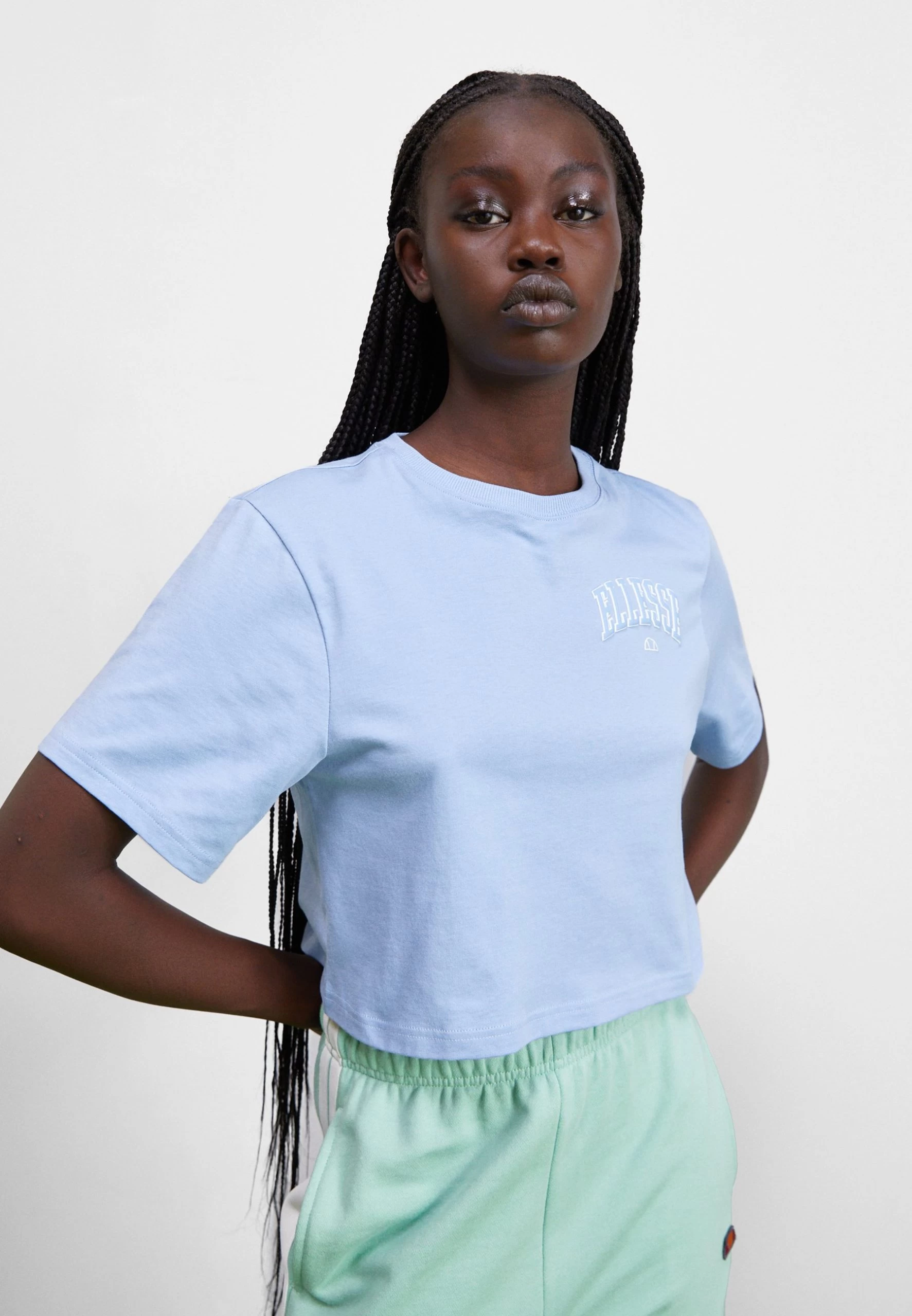 Ellesse Beneventi Crop - Print T-Shirt - Light Blue